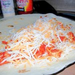 Put filling on one side of the tortilla