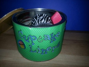 One of the DIY crafts I did this past weekend. I resolved the cupcake liner mess in the cabinet by using an old coffee container and cardstock. (You can find more DIY projects on my Pinterest board)