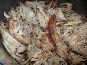 Slow cooked pulled pork.