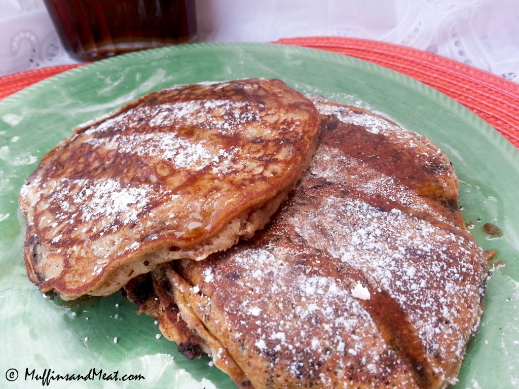 Chocolate Chip Pancakes with a hint of cinnamon.