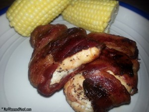 Bacon Wrapped Chicken with Grilled Corn on the Cob